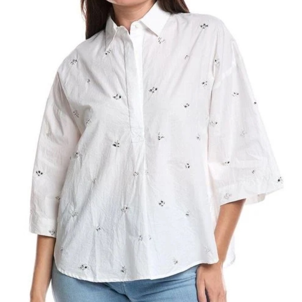 French connection White Rhodes Rhinestone Shirt size M